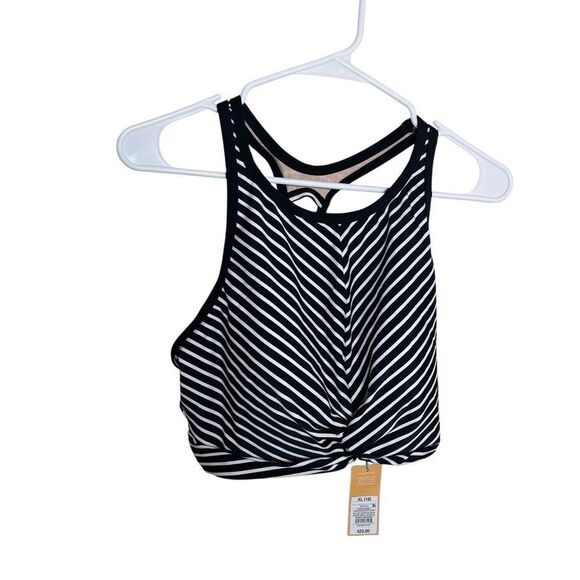 Kona Sol Bathing Suit Women's XL Striped Twist Bikini Top Sleeveless NWT - Picture 1 of 8